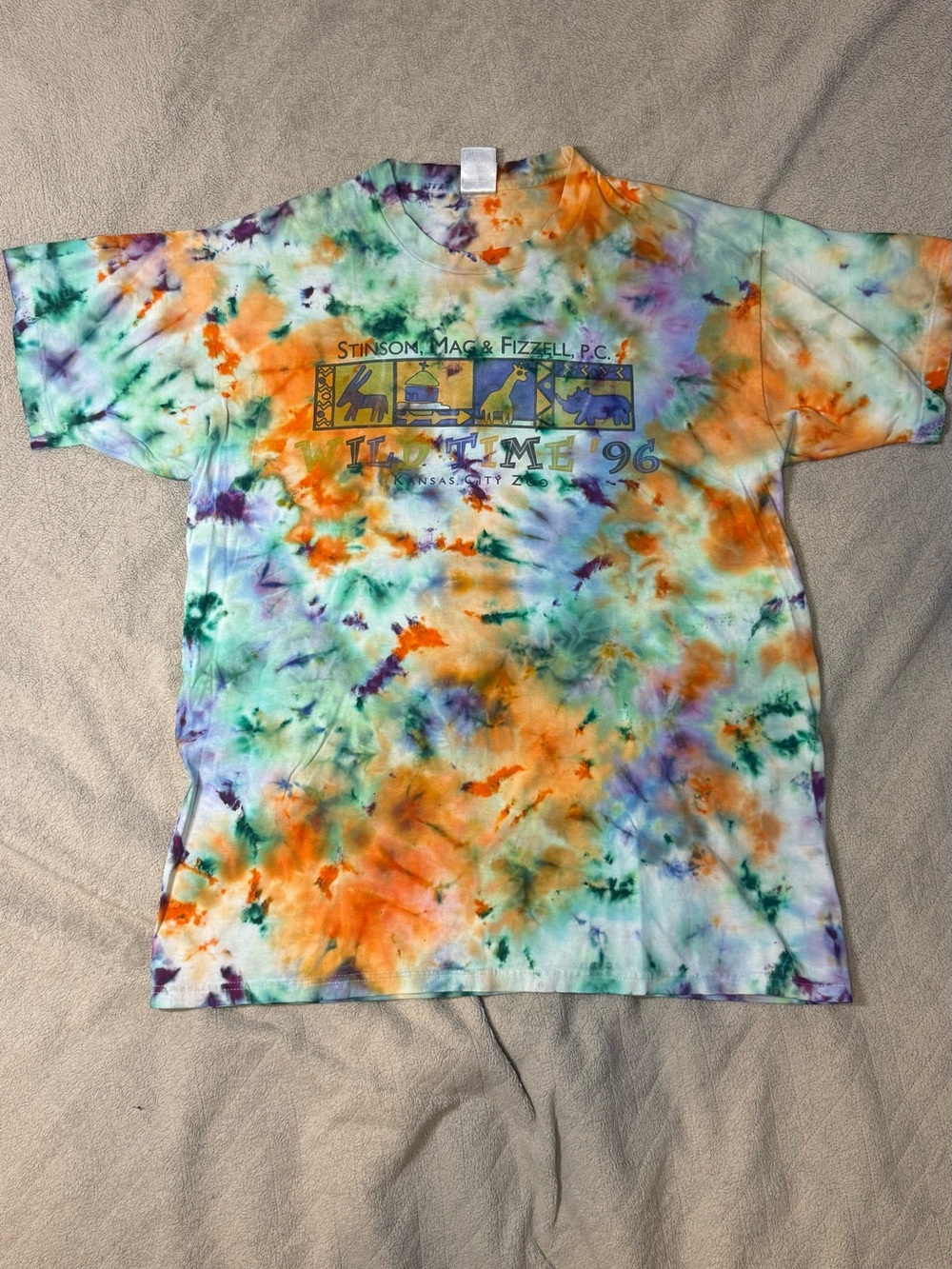 Fruit of the Loom Tie-Dye Short Sleeve Tee in Orange, Green, Purple, Blue